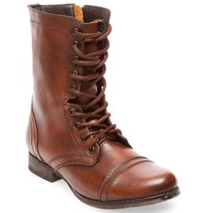 Steve Madden Leather Combat Boots, Brown, Size 6.5
